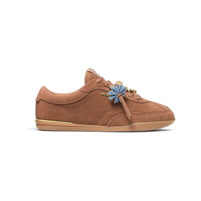 Michael Korsvoor vrouwen. 43S6NOFS2S Leren sneaker Nolan met bruine versieringen (39), Leer, Plat, Veters, Casual Michael Korsvoor vrouwen. 43S6NOFS2S Leren sneaker Nolan met bruine versieringen (39), Leer, Plat, Veters, Casual