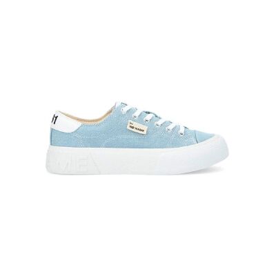 NO NAMEvoor vrouwen. QNBCDN0 Reset Sneaker blauw gewassen denim canvas sportschoenen met doorstiksels (36), Stof, Plat, Veters, Casual NO NAMEvoor vrouwen. QNBCDN0 Reset Sneaker blauw gewassen denim canvas sportschoenen met doorstiksels (36), Stof, Plat, Veters, Casual