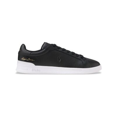 Polo Ralph Laurenvoor mannen. 809P13083002 Heritage Court II zwart leren sportschoenen (47), Leer, Plat, Veters, Casual Polo Ralph Laurenvoor mannen. 809P13083002 Heritage Court II zwart leren sportschoenen (47), Leer, Plat, Veters, Casual