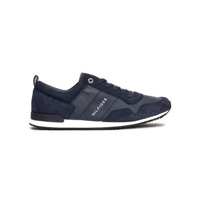 Tommy Hilfigervoor mannen. FM0FM00924 Iconische leren sportschoenen met marine veters (45), Leer, Zwart, Plat, 1 tot 3 cm, Casual, Marinebla Tommy Hilfigervoor mannen. FM0FM00924 Iconische leren sportschoenen met marine veters (45), Leer, Zwart, Plat, 1 tot 3 cm, Casual, Marinebla