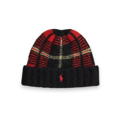Polo Ralph Laurenvoor mannen. 449P20228001 Rode geruite muts (OSFA), Rood, Wol, Klassiek Polo Ralph Laurenvoor mannen. 449P20228001 Rode geruite muts (OSFA), Rood, Wol, Klassiek