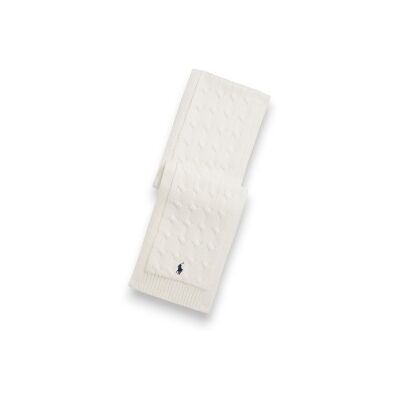 Polo Ralph Laurenunisex. 323953206005 Witte katoenen sjaal met kabelsteek (S/M), Casual Polo Ralph Laurenunisex. 323953206005 Witte katoenen sjaal met kabelsteek (S/M), Casual