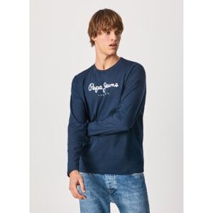 Pepe Jeansvoor mannen. PM508209 Eggo Lang T-shirt N marine marine (S), Casual, Katoen, Korte mouwen, Marineblauw Pepe Jeansvoor mannen. PM508209 Eggo Lang T-shirt N marine marine (S), Casual, Katoen, Korte mouwen, Marineblauw