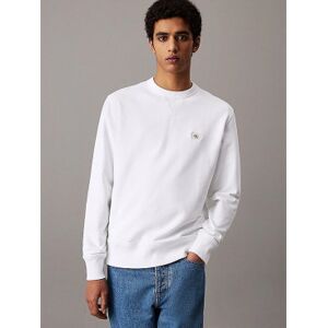 Calvin Klein Jeansvoor mannen. J30J327115 Witte sweater met ronde hals (L), Casual, Biologisch katoen, Duurzaam Calvin Klein Jeansvoor mannen. J30J327115 Witte sweater met ronde hals (L), Casual, Biologisch katoen, Duurzaam