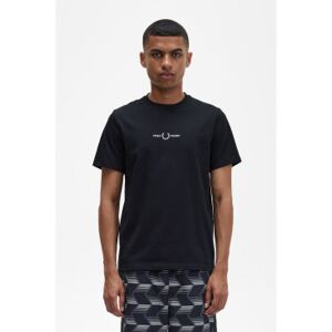 Fred Perryvoor mannen. M4580 T-shirt met zwart logo (XXL), Casual, Katoen, Korte mouwen Fred Perryvoor mannen. M4580 T-shirt met zwart logo (XXL), Casual, Katoen, Korte mouwen