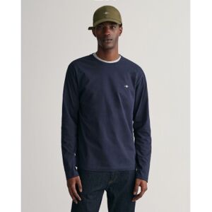 Gantvoor mannen. 2004049 Shield t-shirt lange mouwen marine (XXL), Casual, Katoen, Marineblauw Gantvoor mannen. 2004049 Shield t-shirt lange mouwen marine (XXL), Casual, Katoen, Marineblauw