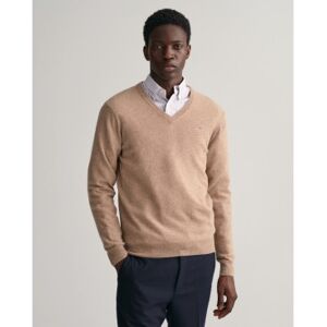 Gantvoor mannen. 87212 Trui met V-hals van zeer fijne beige schapenwol (S), Casual Gantvoor mannen. 87212 Trui met V-hals van zeer fijne beige schapenwol (S), Casual