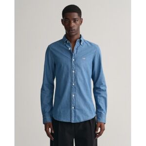 Gantvoor mannen. 3000402 Slim Fit Overhemd blauw (S), Casual, Katoen, Lange mouwen Gantvoor mannen. 3000402 Slim Fit Overhemd blauw (S), Casual, Katoen, Lange mouwen