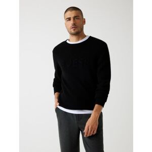 Guessvoor mannen. M5BR35Z2ZK2 Trui met logo in reliëf zwart (M), Casual, Polyester Guessvoor mannen. M5BR35Z2ZK2 Trui met logo in reliëf zwart (M), Casual, Polyester