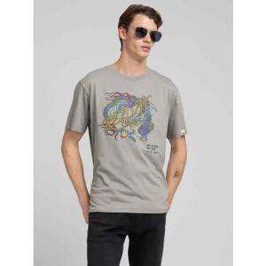 Replayvoor mannen. M3207.000.2660 Grijs T-shirt met print (L), Casual, Katoen, Korte mouwen Replayvoor mannen. M3207.000.2660 Grijs T-shirt met print (L), Casual, Katoen, Korte mouwen