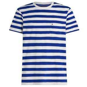 Tommy Hilfigervoor mannen. MW0MW37283 T-shirt met blauwe opgestikte zak (S), Casual, Katoen, Korte mouwen Tommy Hilfigervoor mannen. MW0MW37283 T-shirt met blauwe opgestikte zak (S), Casual, Katoen, Korte mouwen