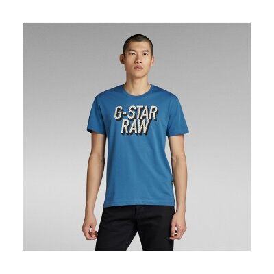 G-Starvoor mannen. D25021-336-937 Gestippeld 3D T-shirt blauw (XS), Casual, Korte mouwen, Biologisch katoen, Duurzaam G-Starvoor mannen. D25021-336-937 Gestippeld 3D T-shirt blauw (XS), Casual, Korte mouwen, Biologisch katoen, Duurzaam