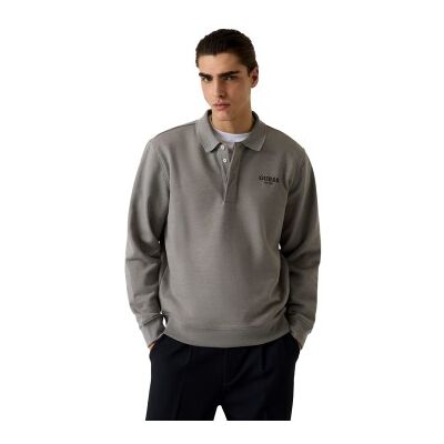 Guessvoor mannen. M6BQ23K6163 Grijze polo-sweater met lange mouwen (M), Casual, Grijs, Polyester Guessvoor mannen. M6BQ23K6163 Grijze polo-sweater met lange mouwen (M), Casual, Grijs, Polyester