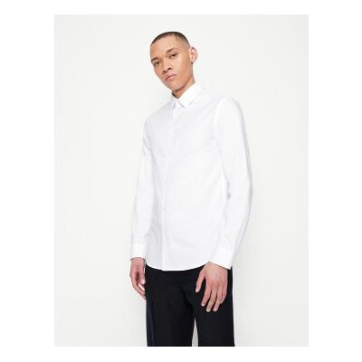 Giorgio Armani A X Armani Exchangevoor mannen. 8NZCGBZ8ANZ0130 Basic overhemd wit (S), Casual, Katoen, Lange mouwen Giorgio Armani A X Armani Exchangevoor mannen. 8NZCGBZ8ANZ0130 Basic overhemd wit (S), Casual, Katoen, Lange mouwen