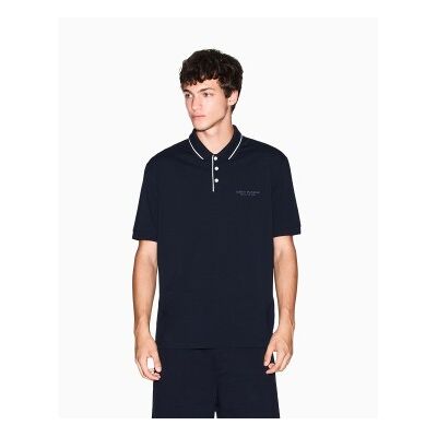 Giorgio Armani A X Armani Exchangevoor mannen. XM001557AF10363UB101 Marine stretch polo (XXL), Casual, Katoen, Korte mouwen, Marineblauw Giorgio Armani A X Armani Exchangevoor mannen. XM001557AF10363UB101 Marine stretch polo (XXL), Casual, Katoen, Korte mouwen, Marineblauw