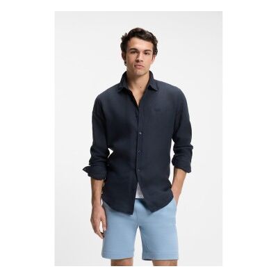 BOSSvoor mannen. 50567579 Relegant shirt 6 marine (XXL), Casual, Vlas, Lange mouwen, Marineblauw BOSSvoor mannen. 50567579 Relegant shirt 6 marine (XXL), Casual, Vlas, Lange mouwen, Marineblauw