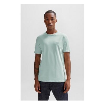 BOSSvoor mannen. 50508584 Gebreid T-shirt met turquoise applicatie (XS), Casual, Katoen, Korte mouwen BOSSvoor mannen. 50508584 Gebreid T-shirt met turquoise applicatie (XS), Casual, Katoen, Korte mouwen