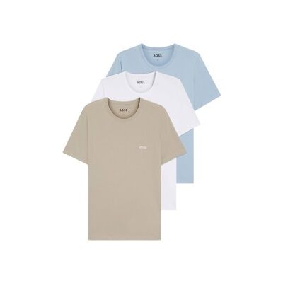 BOSSvoor mannen. 50532468 Set van 3 geborduurde vesten met logo blauw, beige, wit (L), Casual, Katoen, Korte mouwen BOSSvoor mannen. 50532468 Set van 3 geborduurde vesten met logo blauw, beige, wit (L), Casual, Katoen, Korte mouwen