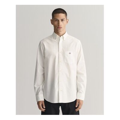 Gantvoor mannen. 3000200 Regular Fit Oxford overhemd wit (L), Casual, Katoen, Klassiek, Lange mouwen Gantvoor mannen. 3000200 Regular Fit Oxford overhemd wit (L), Casual, Katoen, Klassiek, Lange mouwen