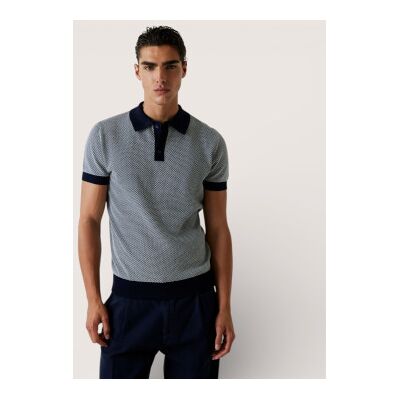 Guessvoor mannen. M6GR01Z0554 Marine gestreept gebreid poloshirt (L), Casual, Katoen, Korte mouwen, Marineblauw Guessvoor mannen. M6GR01Z0554 Marine gestreept gebreid poloshirt (L), Casual, Katoen, Korte mouwen, Marineblauw