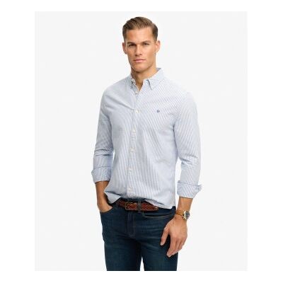 Superdryvoor mannen. M4011100A Preppy Oxford-overhemd met blauwe strepen (XXL), Casual, Katoen, Lange mouwen Superdryvoor mannen. M4011100A Preppy Oxford-overhemd met blauwe strepen (XXL), Casual, Katoen, Lange mouwen