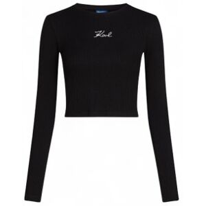 Karl Lagerfeldvoor vrouwen. A3W18025 Geribd T-shirt zwart (XS), Casual, Katoen, Korte mouwen Karl Lagerfeldvoor vrouwen. A3W18025 Geribd T-shirt zwart (XS), Casual, Katoen, Korte mouwen