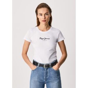 Pepe Jeansvoor vrouwen. PL505202 New Virginia Ss N T-shirt wit (S), Casual, Katoen, Korte mouwen Pepe Jeansvoor vrouwen. PL505202 New Virginia Ss N T-shirt wit (S), Casual, Katoen, Korte mouwen