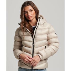Superdryvoor vrouwen. W5011593A Fuji beige gewatteerd jack met capuchon (M), Casual, Polyester Superdryvoor vrouwen. W5011593A Fuji beige gewatteerd jack met capuchon (M), Casual, Polyester