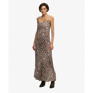 Superdryvoor vrouwen. W8012049A Bruine Printed Maxi Slip jurk (S), Casual, Viscose, Mouwloos / spaghettibandjes Superdryvoor vrouwen. W8012049A Bruine Printed Maxi Slip jurk (S), Casual, Viscose, Mouwloos / spaghettibandjes