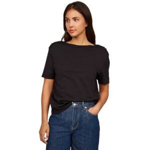 Tommy Hilfigervoor vrouwen. WW0WW42907 T-shirt met brede strepen en zwarte boothals (L), Casual, Katoen, Korte mouwen Tommy Hilfigervoor vrouwen. WW0WW42907 T-shirt met brede strepen en zwarte boothals (L), Casual, Katoen, Korte mouwen