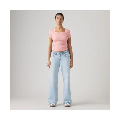 Levi'svoor vrouwen. A5566-0043 Lichtblauwe, laagzittende, wijde jeans (27/32), Casual, Katoen, Denim Levi'svoor vrouwen. A5566-0043 Lichtblauwe, laagzittende, wijde jeans (27/32), Casual, Katoen, Denim