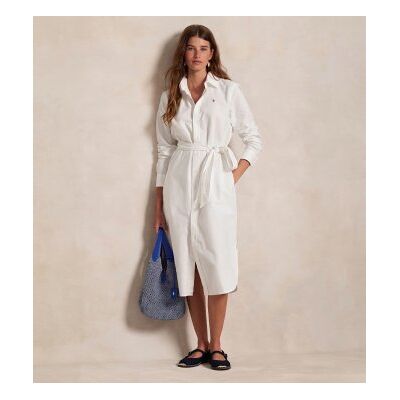 Polo Ralph Laurenvoor vrouwen. 211928804001 Katoenen overhemdjurk met witte ceintuur (40), Casual, Lange mouwen Polo Ralph Laurenvoor vrouwen. 211928804001 Katoenen overhemdjurk met witte ceintuur (40), Casual, Lange mouwen