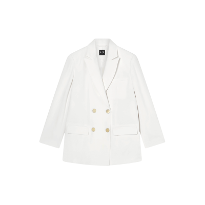 Giorgio Armani A X Armani Exchangevoor vrouwen. XW001948AF21555U1003 Blazer Dubbel wit (L), Casual, Klassiek, Polyester, Lange mouwen Giorgio Armani A X Armani Exchangevoor vrouwen. XW001948AF21555U1003 Blazer Dubbel wit (L), Casual, Klassiek, Polyester, Lange mouwen