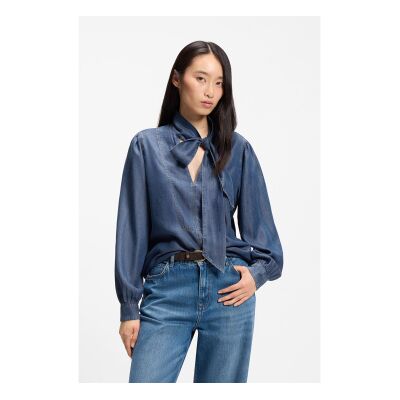 BOSSvoor vrouwen. 50566353 Blouse Betilla blauw (40), Casual, Lange mouwen, Lyocell BOSSvoor vrouwen. 50566353 Blouse Betilla blauw (40), Casual, Lange mouwen, Lyocell