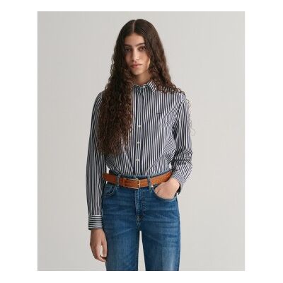 Gantvoor vrouwen. 4300214 Regular Fit gestreept overhemd in popeline (42), Casual, Katoen, Lange mouwen Gantvoor vrouwen. 4300214 Regular Fit gestreept overhemd in popeline (42), Casual, Katoen, Lange mouwen