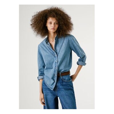 Pepe Jeansvoor vrouwen. PL3051203V3 Blouse Regular blauw (XS), Casual, Katoen, Lange mouwen Pepe Jeansvoor vrouwen. PL3051203V3 Blouse Regular blauw (XS), Casual, Katoen, Lange mouwen
