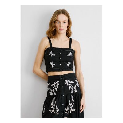 Pepe Jeansvoor vrouwen. PL305051 Earby katoenen poplin top zwart (M), Casual, Mouwloos / spaghettibandjes Pepe Jeansvoor vrouwen. PL305051 Earby katoenen poplin top zwart (M), Casual, Mouwloos / spaghettibandjes