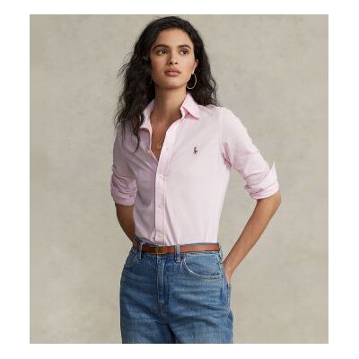 Polo Ralph Laurenvoor vrouwen. 211664427002 Slim Fit katoenen jersey oxford overhemd roze (M), Casual, Lange mouwen Polo Ralph Laurenvoor vrouwen. 211664427002 Slim Fit katoenen jersey oxford overhemd roze (M), Casual, Lange mouwen