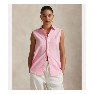 Polo Ralph Laurenvoor vrouwen. 211968896003 Mouwloos roze oxford overhemd (M), Casual, Katoen, Mouwloos / spaghettibandjes Polo Ralph Laurenvoor vrouwen. 211968896003 Mouwloos roze oxford overhemd (M), Casual, Katoen, Mouwloos / spaghettibandjes