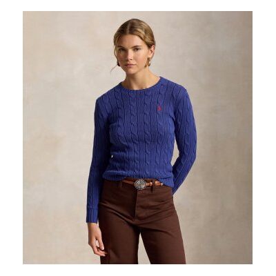 Polo Ralph Laurenvoor vrouwen. 211971869509 Blauwe katoenen trui met kabelpatroon (XXS), Casual, Lange mouwen Polo Ralph Laurenvoor vrouwen. 211971869509 Blauwe katoenen trui met kabelpatroon (XXS), Casual, Lange mouwen