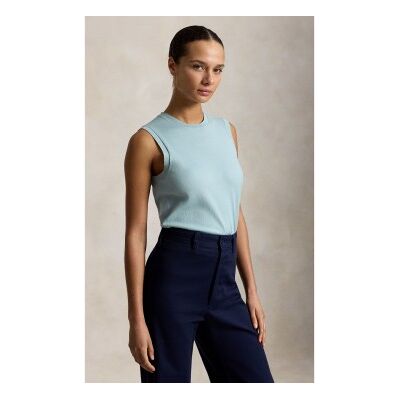 Polo Ralph Laurenvoor vrouwen. 211972111506 Mouwloze blauwe trui met ronde hals (M), Casual, Groen, Katoen, Mouwloos / spaghettibandjes Polo Ralph Laurenvoor vrouwen. 211972111506 Mouwloze blauwe trui met ronde hals (M), Casual, Groen, Katoen, Mouwloos / spaghettibandjes