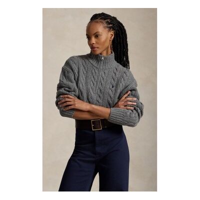 Polo Ralph Laurenvoor vrouwen. 211972130501 Grijze gebreide trui van wol en kasjmier (XXS), Casual, Grijs, Lange mouwen Polo Ralph Laurenvoor vrouwen. 211972130501 Grijze gebreide trui van wol en kasjmier (XXS), Casual, Grijs, Lange mouwen