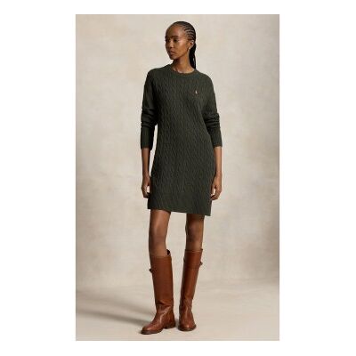 Polo Ralph Laurenvoor vrouwen. 211B17446002 Groene jurk van wol en kasjmier (XL), Casual, Lange mouwen Polo Ralph Laurenvoor vrouwen. 211B17446002 Groene jurk van wol en kasjmier (XL), Casual, Lange mouwen