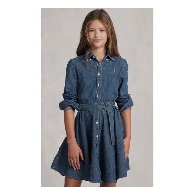 Polo Ralph Laurenvoor meisjes. 313698860001 Katoenen denim overhemdjurk met blauwe riem (9años= 140/142cm), Casual, kinderkleding Polo Ralph Laurenvoor meisjes. 313698860001 Katoenen denim overhemdjurk met blauwe riem (9años= 140/142cm), Casual, kinderkleding