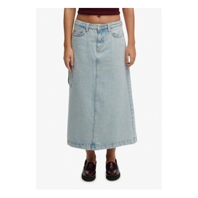 Superdryvoor vrouwen. W7210406A Blauwe Denim Cargo Maxi Rok (XL), Casual, Katoen Superdryvoor vrouwen. W7210406A Blauwe Denim Cargo Maxi Rok (XL), Casual, Katoen