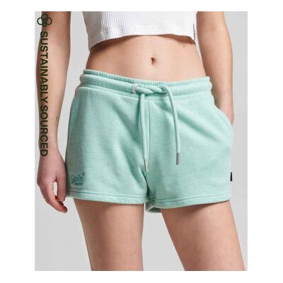 Superdryvoor vrouwen. W7110286A Gebreide shorts van biologisch katoen met logo Vintage Logo groen (M), Casual, Sportief, Duurzaam Superdryvoor vrouwen. W7110286A Gebreide shorts van biologisch katoen met logo Vintage Logo groen (M), Casual, Sportief, Duurzaam