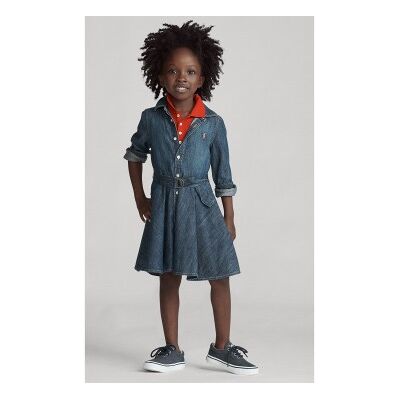 Polo Ralph Laurenvoor meisjes. 312698860001 Katoenen denim overhemdjurk met ceintuur (6años= 117/123cm), Blauw, Casual, kinderkleding Polo Ralph Laurenvoor meisjes. 312698860001 Katoenen denim overhemdjurk met ceintuur (6años= 117/123cm), Blauw, Casual, kinderkleding