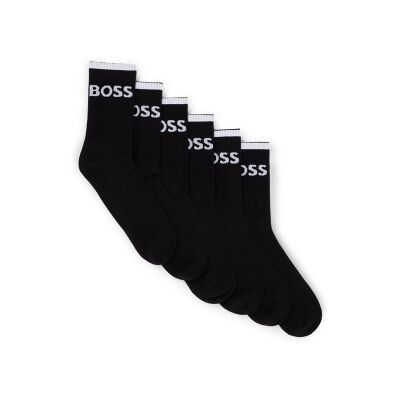 BOSSvoor mannen. 50510168 Set van zes zwarte geribbelde katoenen sokken (39-42), Homewear BOSSvoor mannen. 50510168 Set van zes zwarte geribbelde katoenen sokken (39-42), Homewear