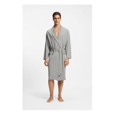 BOSSvoor mannen. 50545943 Gebreid katoenen ochtendjas met grijs geborduurd logo (S), Homewear BOSSvoor mannen. 50545943 Gebreid katoenen ochtendjas met grijs geborduurd logo (S), Homewear