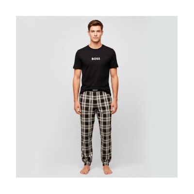 BOSSvoor mannen. 50535875 Effen en geruite zwarte pyjamaset (XL), Katoen, Lange mouwen BOSSvoor mannen. 50535875 Effen en geruite zwarte pyjamaset (XL), Katoen, Lange mouwen